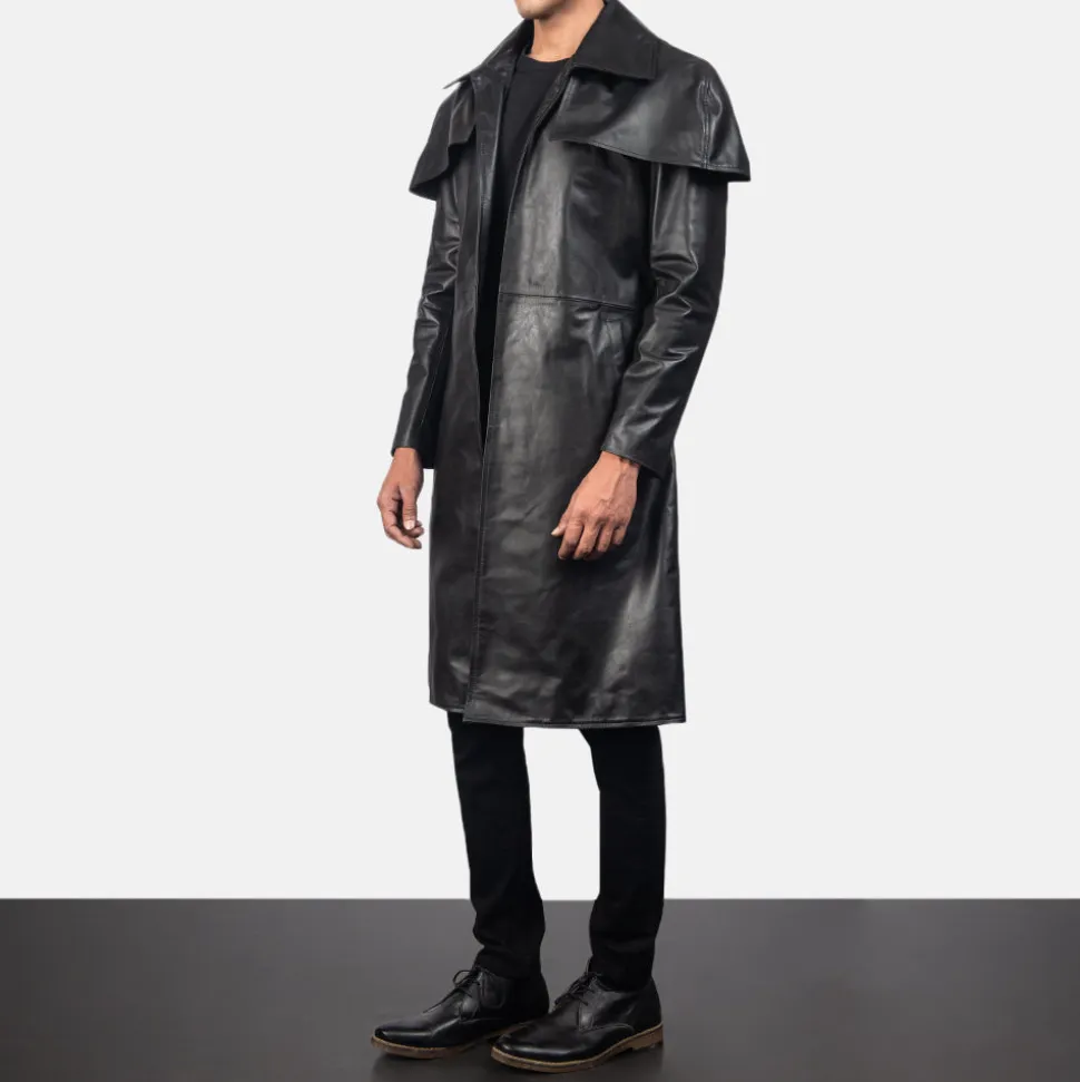 Classic Black Leather Duster