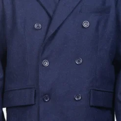 Claud Blue Wool Double Breasted Coat