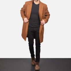 Claud Khaki Wool Double Breasted Coat