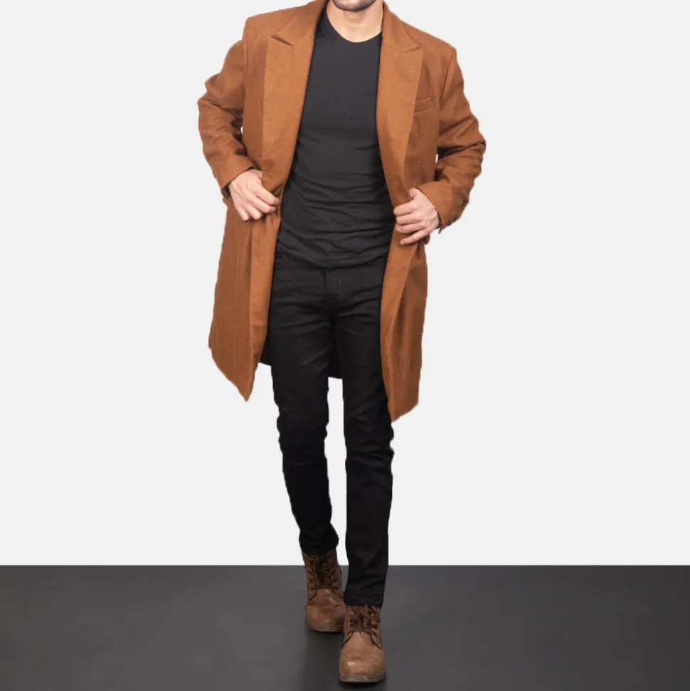 Claud Khaki Wool Double Breasted Coat