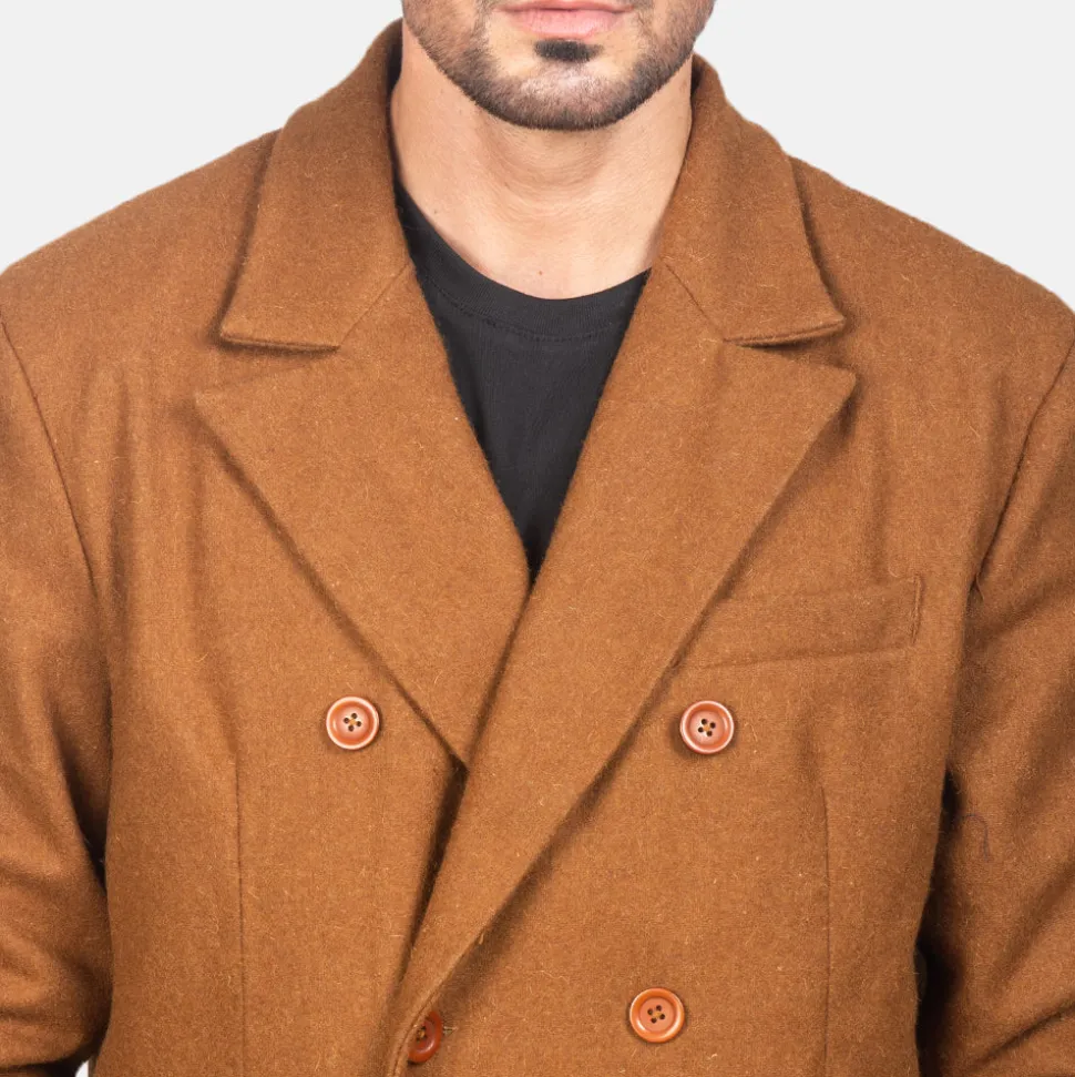Claud Khaki Wool Double Breasted Coat