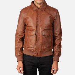 Coffmen Brown A2 Leather Bomber Jacket