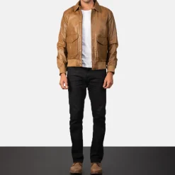 Coffmen Olive Brown A2 Leather Bomber Jacket