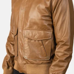 Coffmen Olive Brown A2 Leather Bomber Jacket