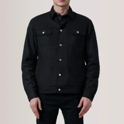 Colberto Black Waxed Canvas Trucker Jacket