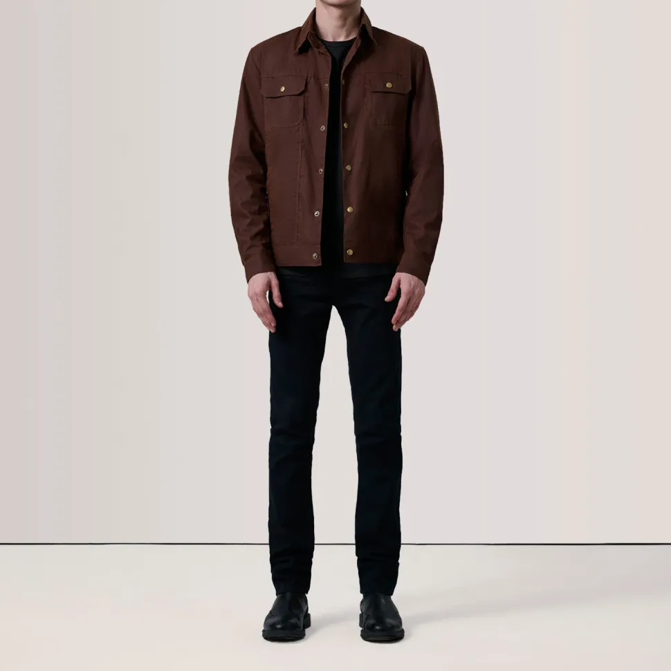 Colberto Brown Waxed Canvas Trucker Jacket