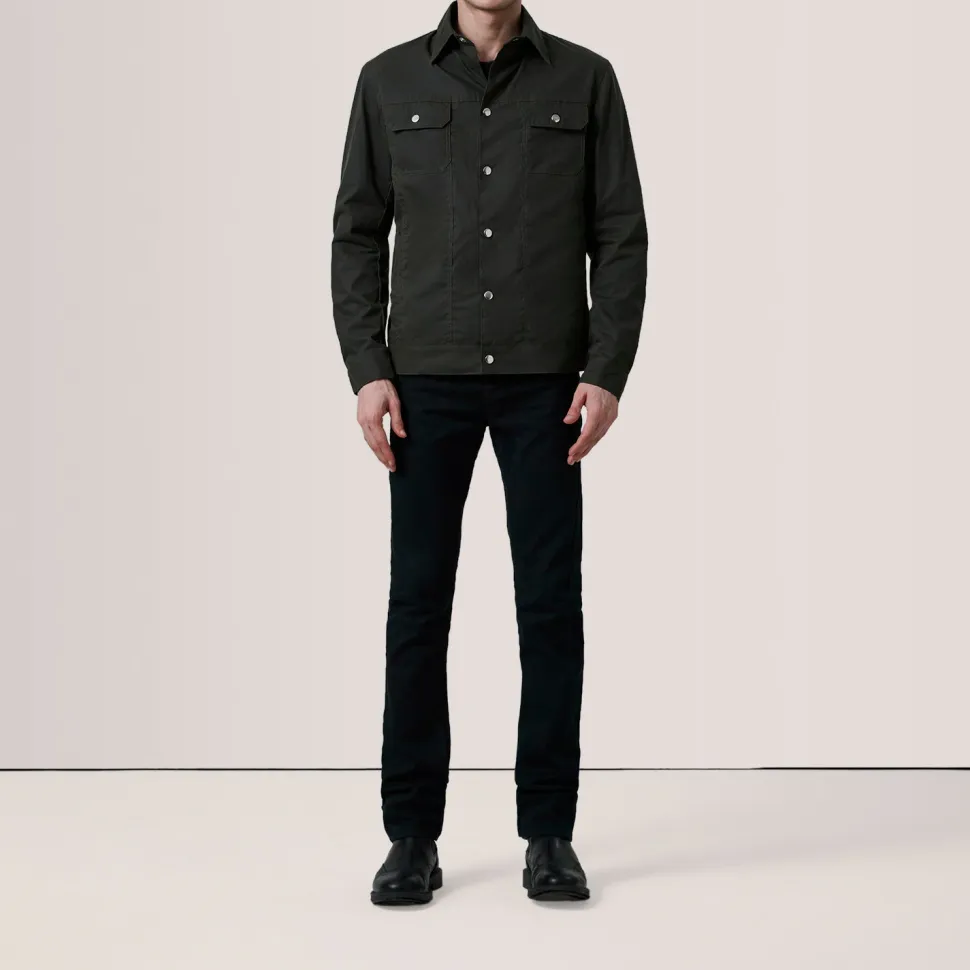 Colberto Olive Waxed Canvas Trucker Jacket