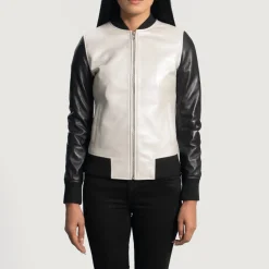 Cole Silver Leather Bomber Jacket