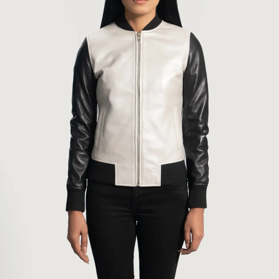 Cole Silver Leather Bomber Jacket