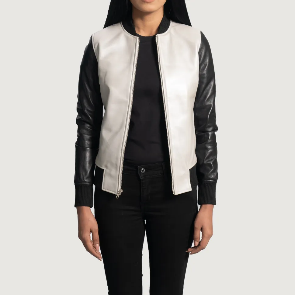 Cole Silver Leather Bomber Jacket