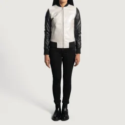 Cole Silver Leather Bomber Jacket