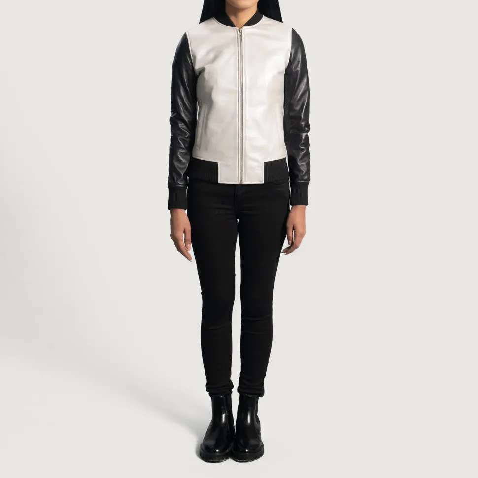 Cole Silver Leather Bomber Jacket