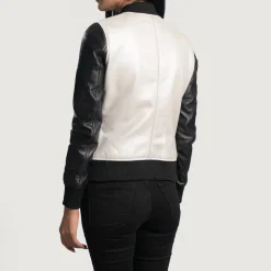 Cole Silver Leather Bomber Jacket