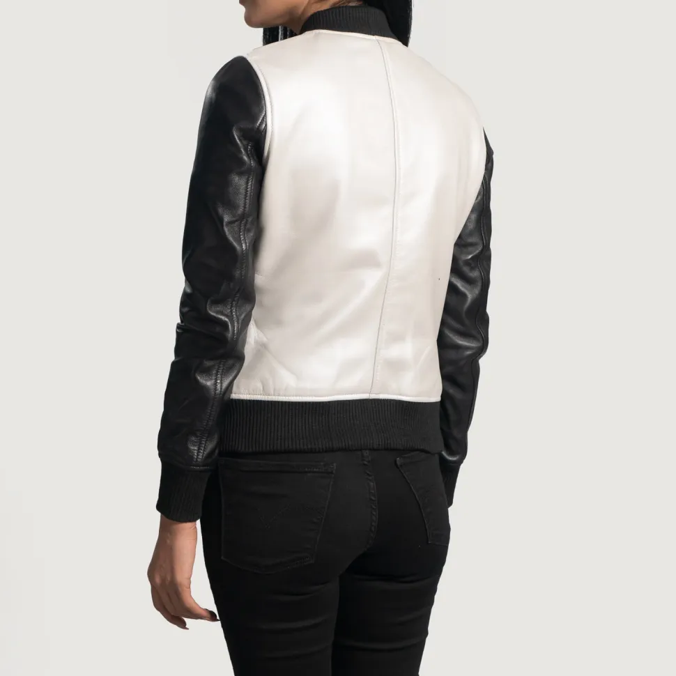 Cole Silver Leather Bomber Jacket