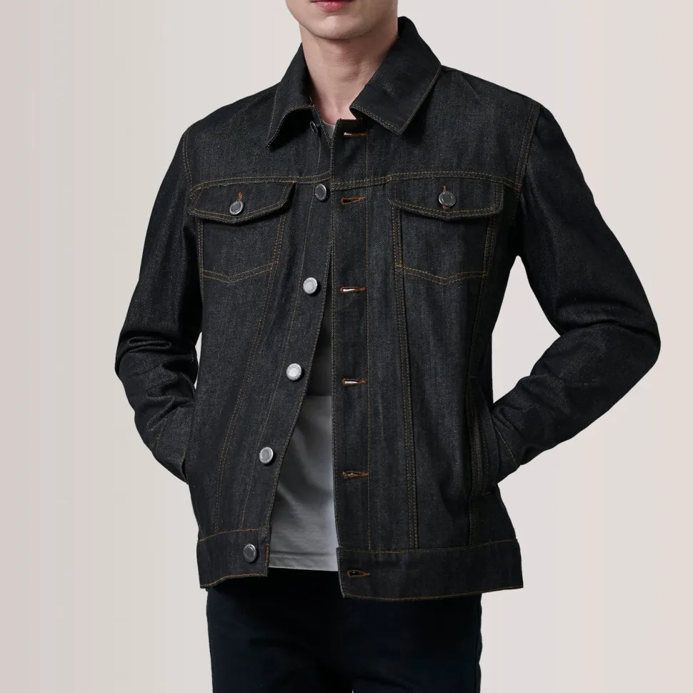 Conard Faded Black Denim Trucker Jacket
