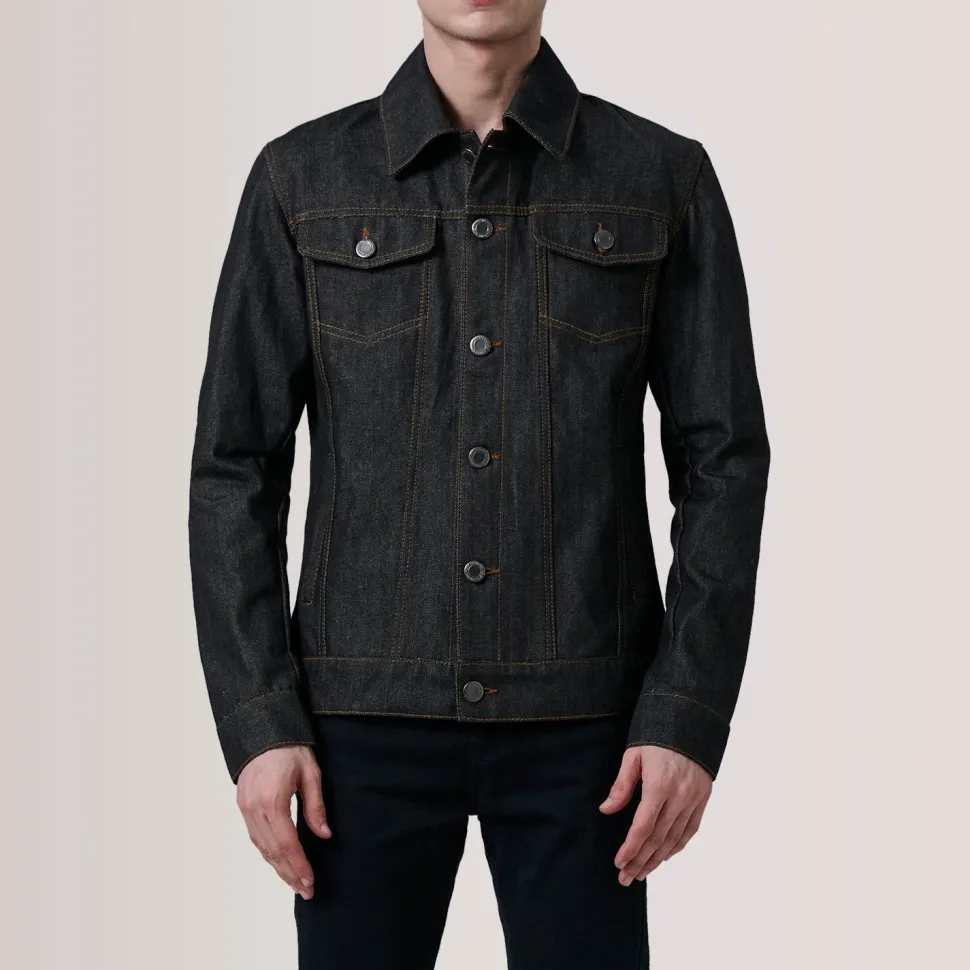 Conard Faded Black Denim Trucker Jacket