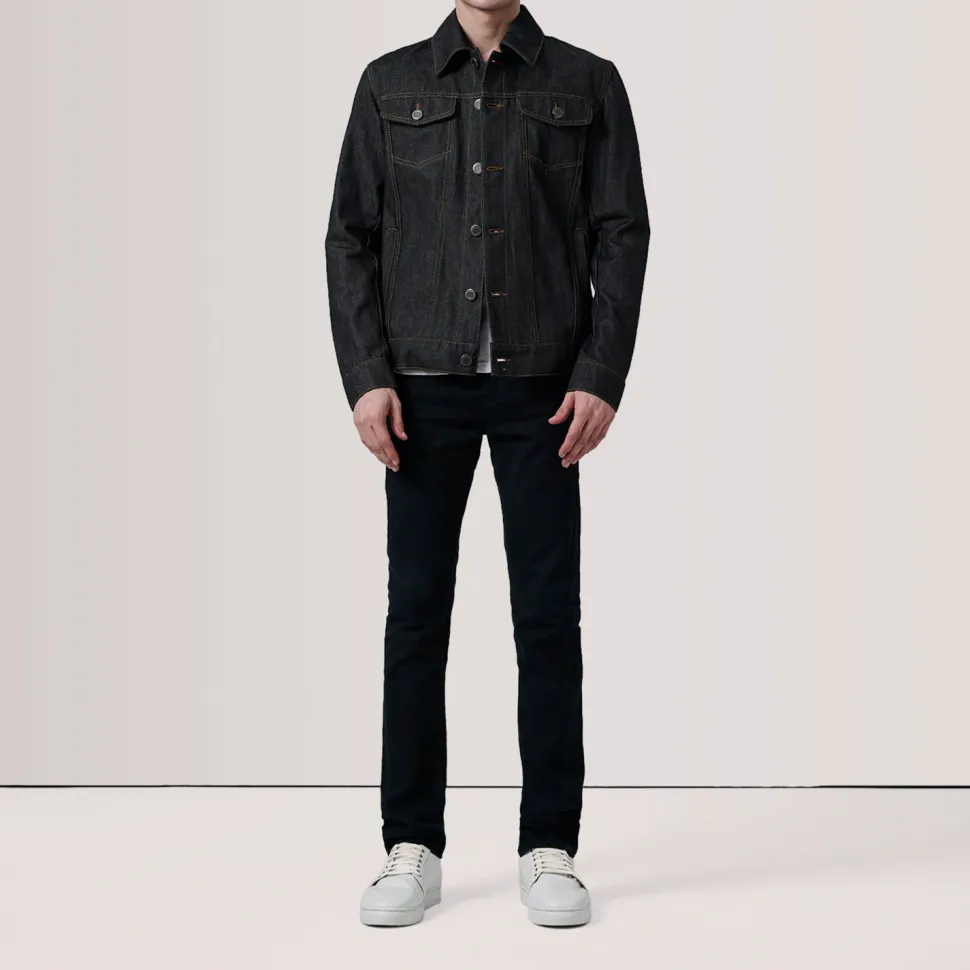 Conard Faded Black Denim Trucker Jacket