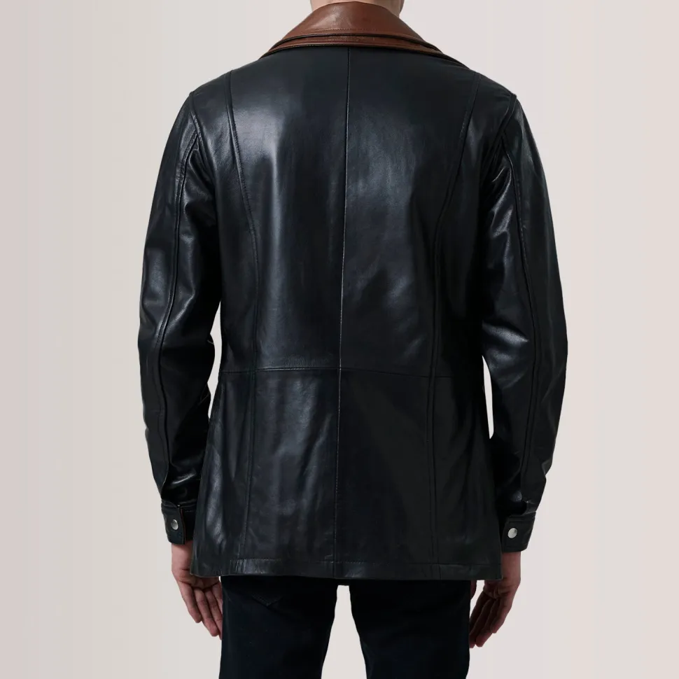 Connor Black Leather Coat