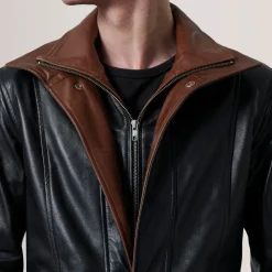 Connor Black Leather Coat
