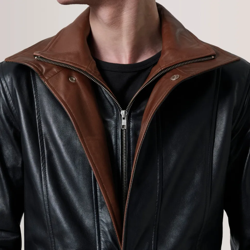 Connor Black Leather Coat