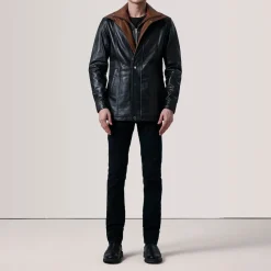 Connor Black Leather Coat