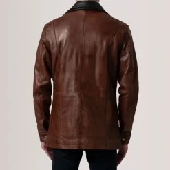 Connor Waxed Brown Leather Coat