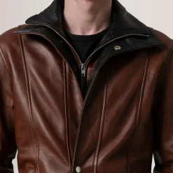 Connor Waxed Brown Leather Coat