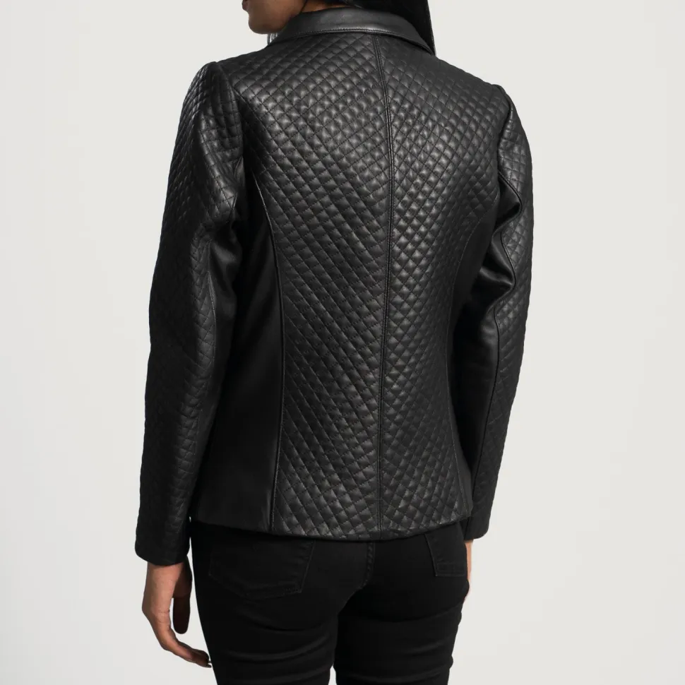 Cora Quilted Black Leather Blazer