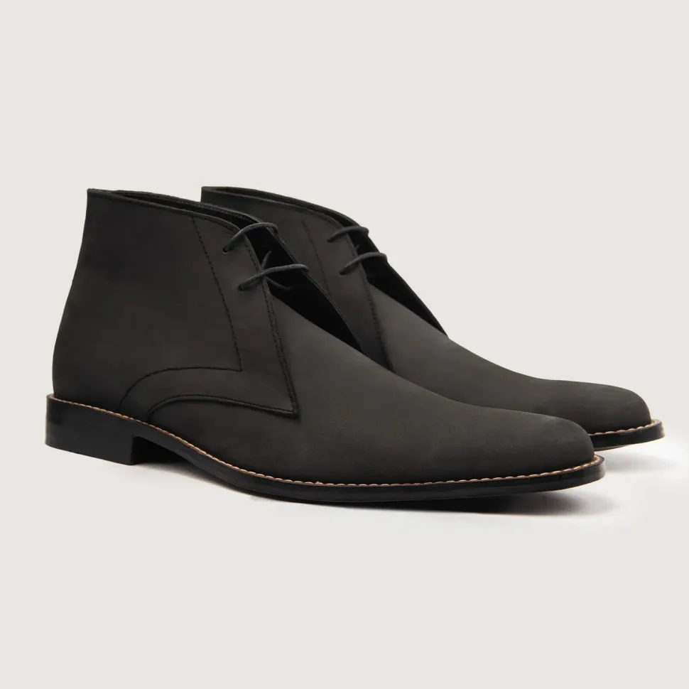 Corry Chukka Black Nubuck Leather Boots