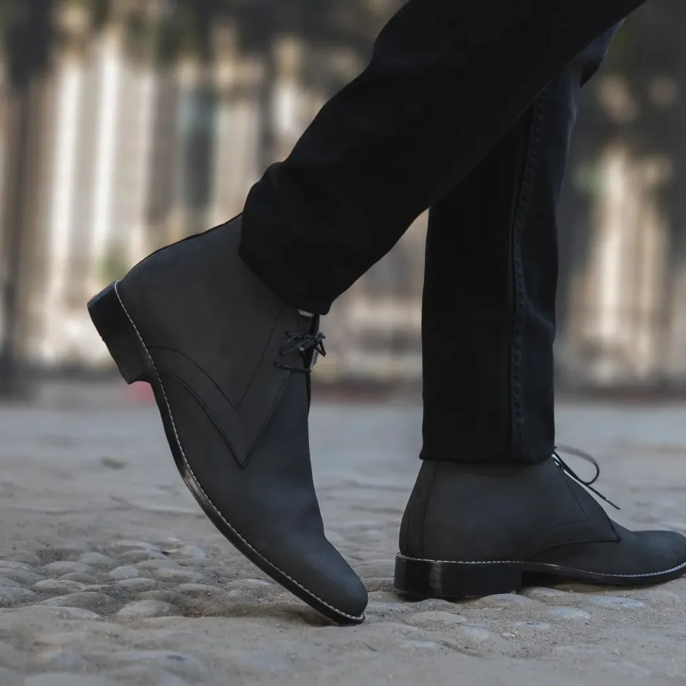 Corry Chukka Black Nubuck Leather Boots