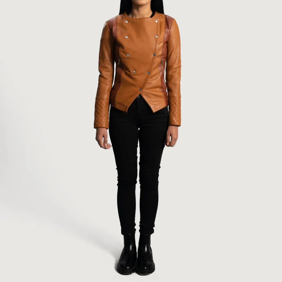 County Tan Overlap Leather Jacket