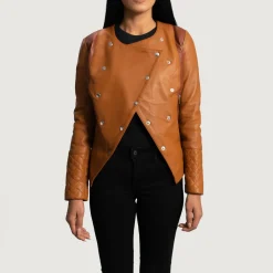 County Tan Overlap Leather Jacket