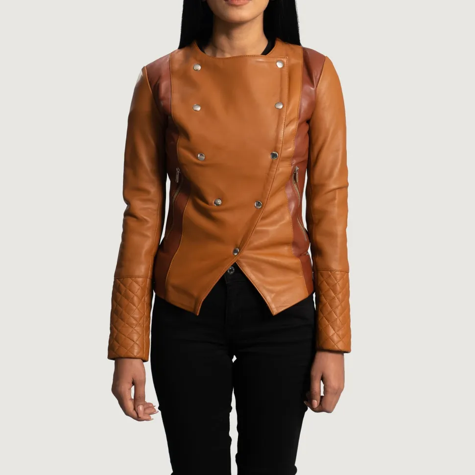 County Tan Overlap Leather Jacket