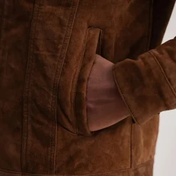 Dallis Brown Suede Shearling Trucker Jacket