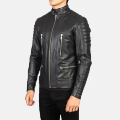Damian Black Leather Biker Jacket