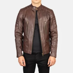 Damian Brown Leather Biker Jacket