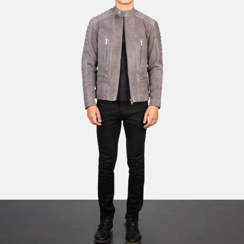 Damian Grey Suede Biker Jacket