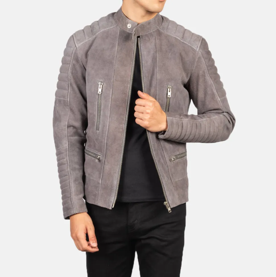 Damian Grey Suede Biker Jacket