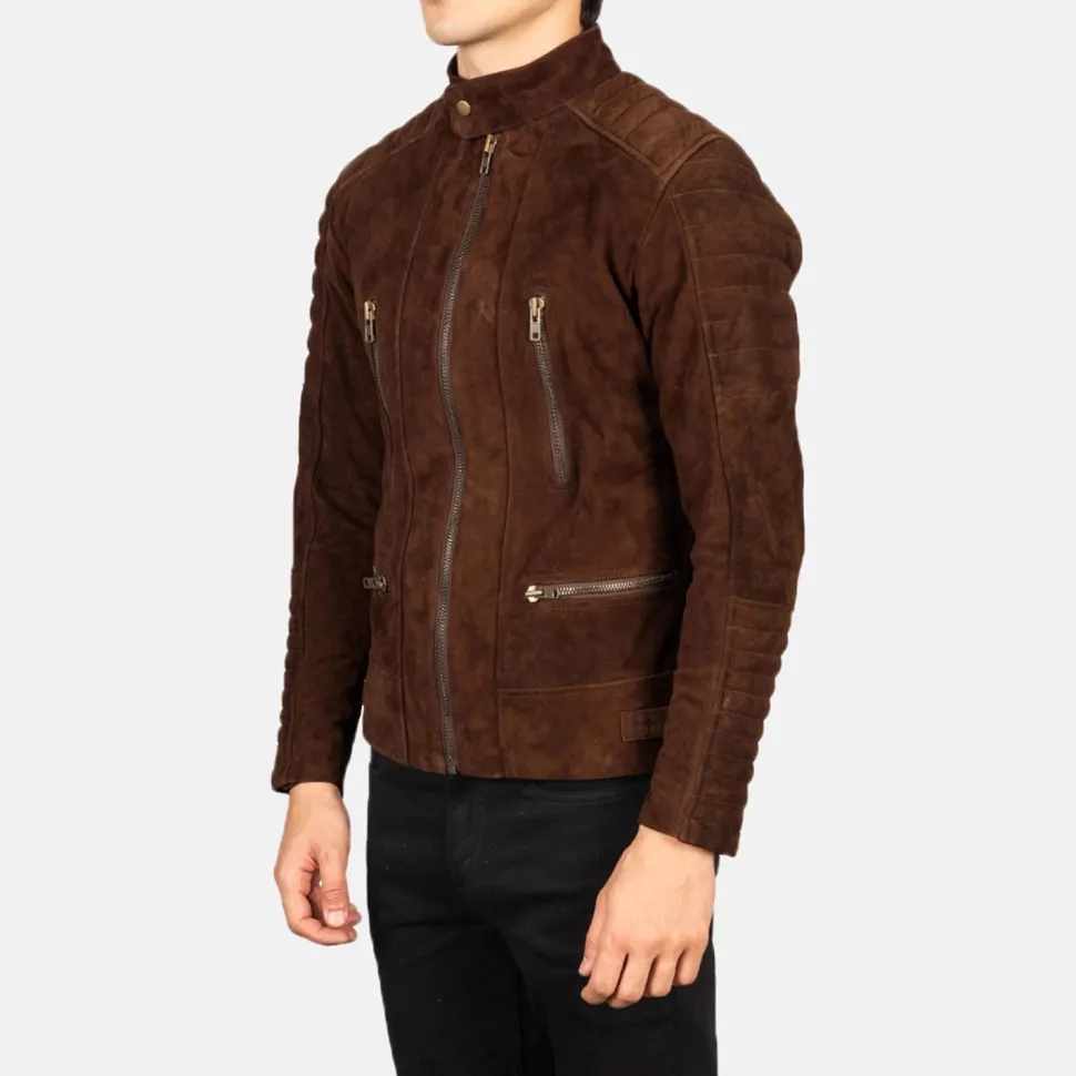 Damian Mocha Suede Biker Jacket