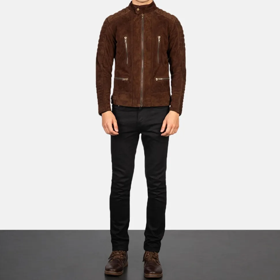 Damian Mocha Suede Biker Jacket