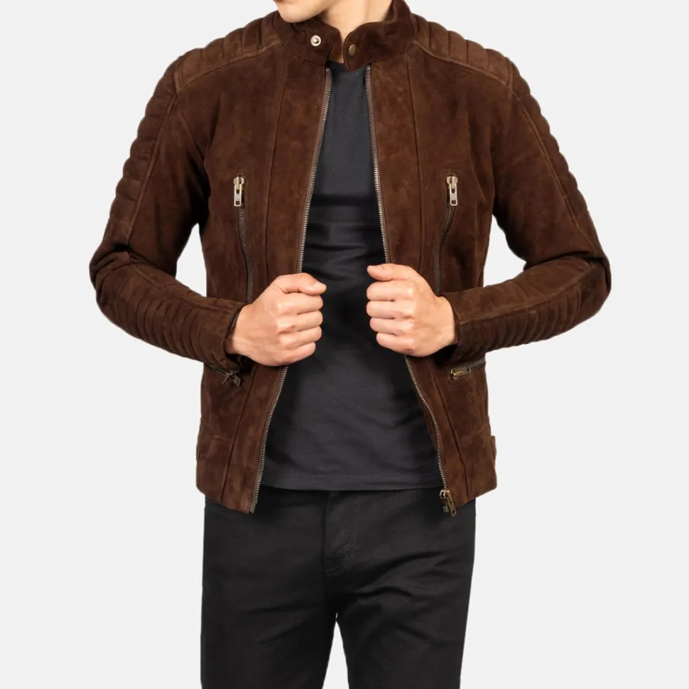 Damian Mocha Suede Biker Jacket