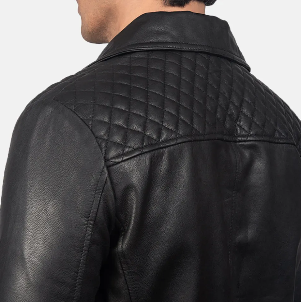 Danny Quilted Black Leather Biker Jacket