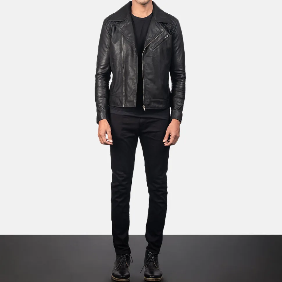 Danny Quilted Black Leather Biker Jacket