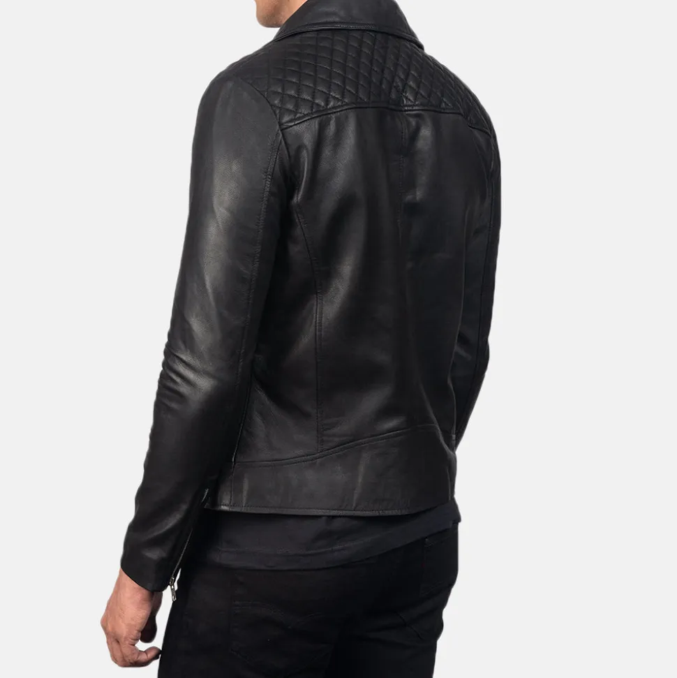 Danny Quilted Black Leather Biker Jacket