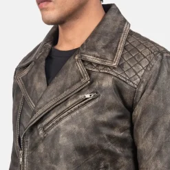 Danny Quilted Brown Leather Biker Jacket