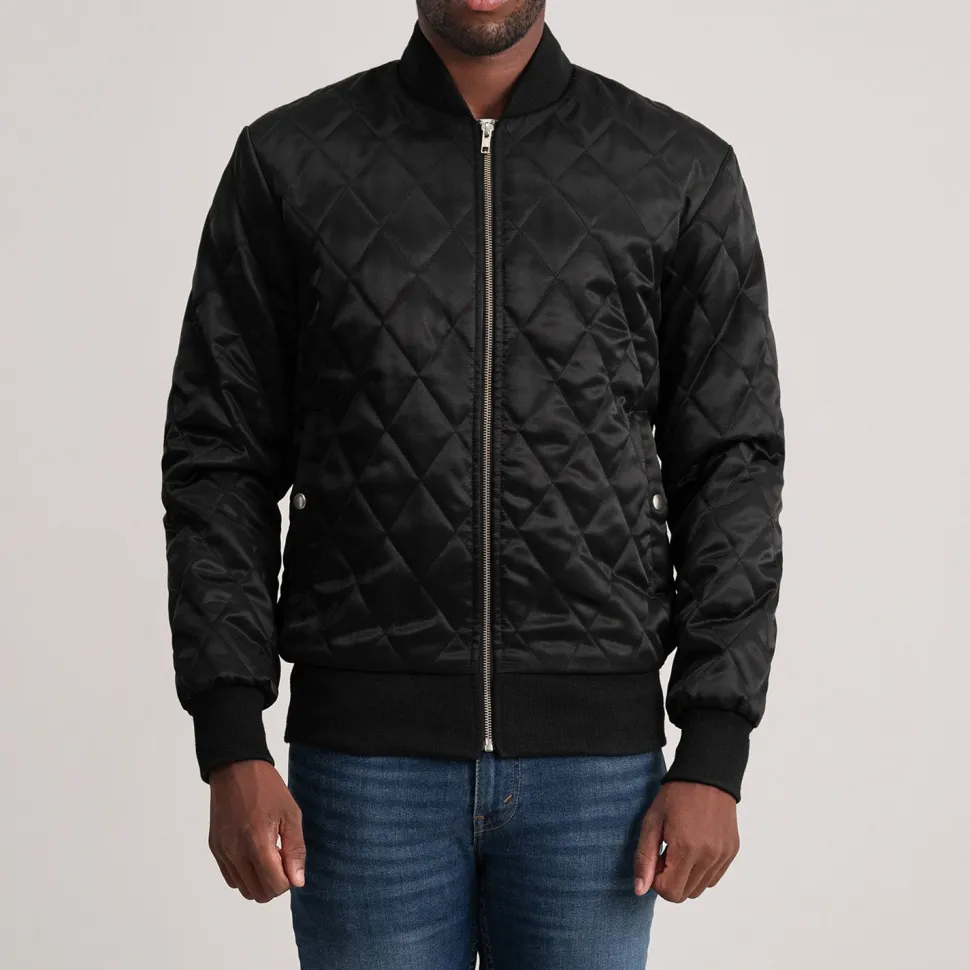 Danson Quilted Black Varsity Jacket