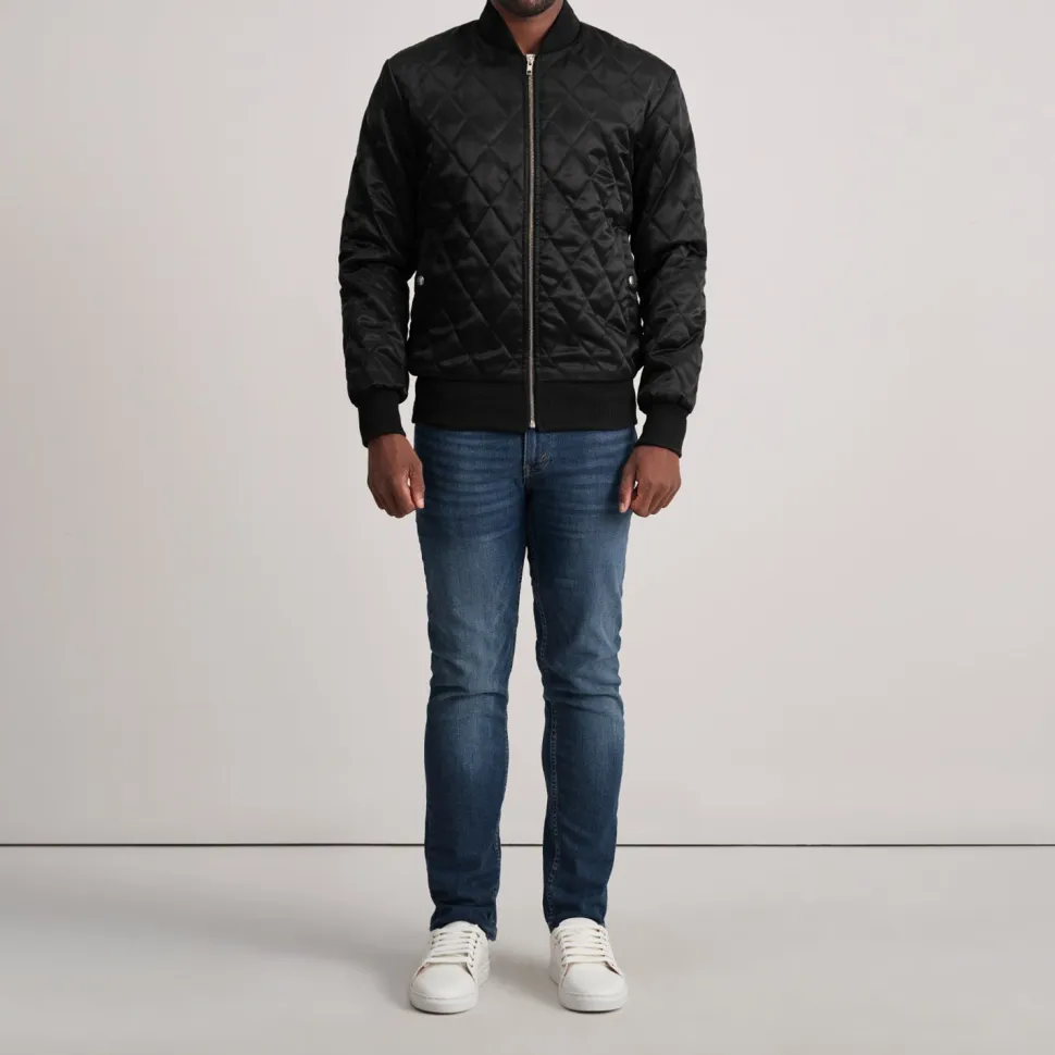 Danson Quilted Black Varsity Jacket