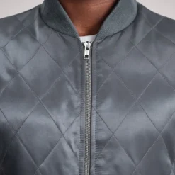 Danson Quilted Grey Varsity Jacket