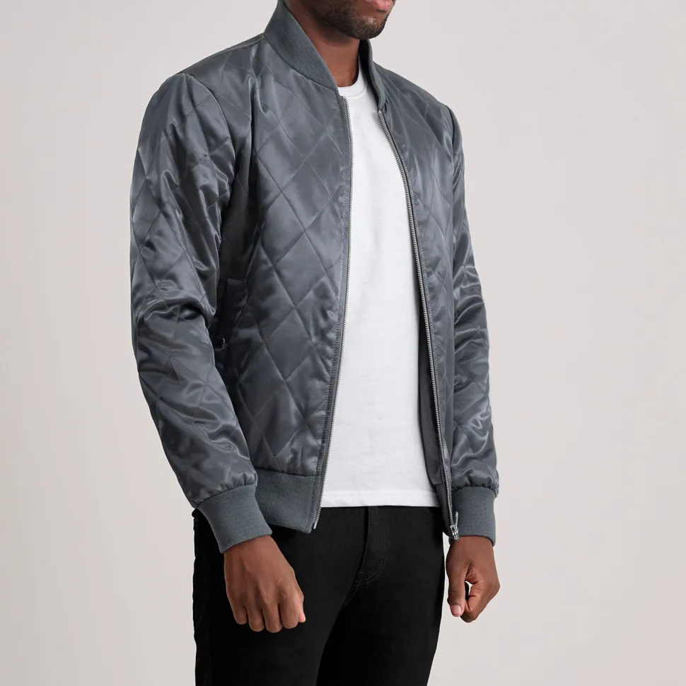 Danson Quilted Grey Varsity Jacket