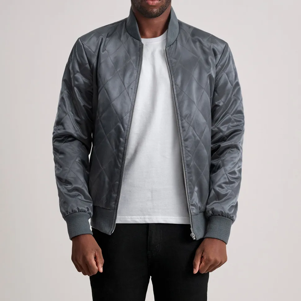 Danson Quilted Grey Varsity Jacket